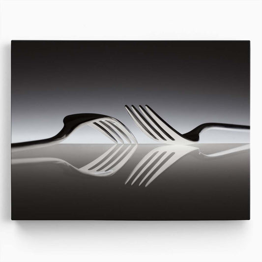 Monochrome Fork Reflection Abstract Kitchen Wall Art Wall Art by Luxuriance Designs. Made in USA.