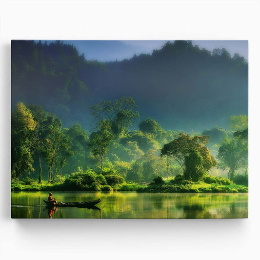 Serene Indonesian Jungle River Landscape Photography Wall Art by Luxuriance Designs. Made in USA.