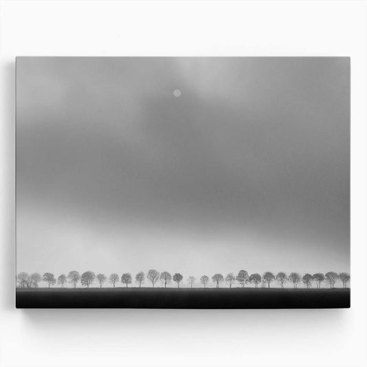 Moonlit Monochrome Tree Panorama Dutch Landscape Wall Art by Luxuriance Designs. Made in USA.