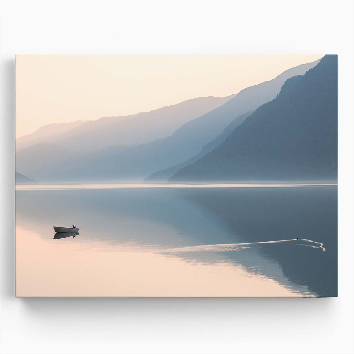Serene Norway Lake & Mountain Landscape Photo Art Wall Art by Luxuriance Designs. Made in USA.