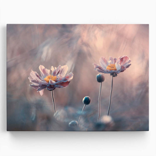 Pastel Pink Floral Duo Macro Garden Wall Art by Luxuriance Designs. Made in USA.