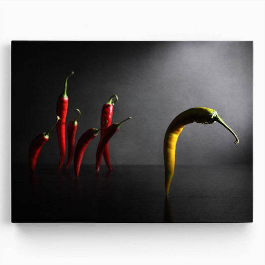 Red & Yellow Chili Spice Kitchen Vegetables Wall Art by Luxuriance Designs. Made in USA.