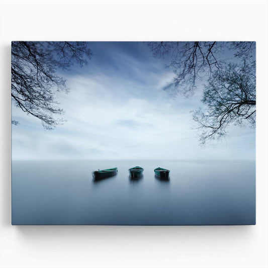 Serene Seascape Tranquil Row Boat Lake Wall Art by Luxuriance Designs. Made in USA.