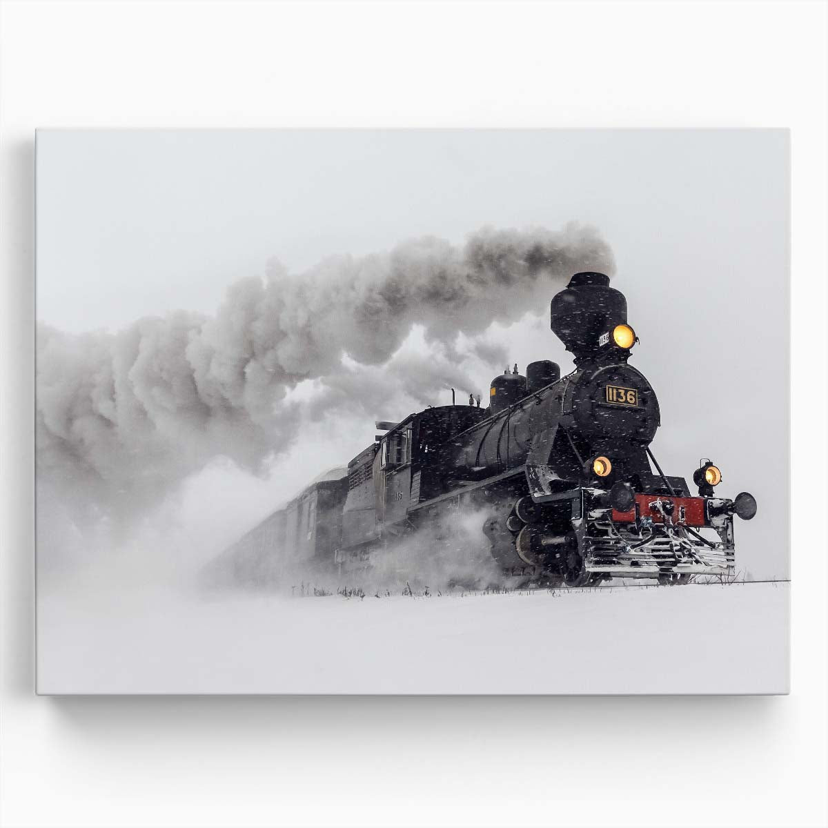 Vintage Steam Train Winter Rush Wall Art by Luxuriance Designs. Made in USA.