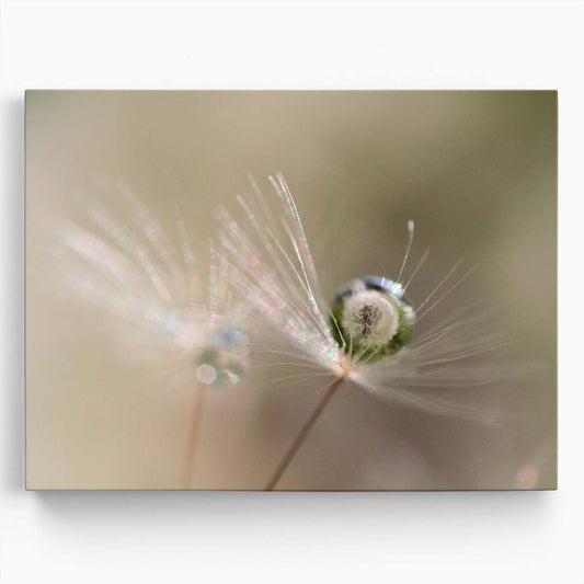 Delicate Dandelion & Dewdrop Macro Floral Wall Art by Luxuriance Designs. Made in USA.
