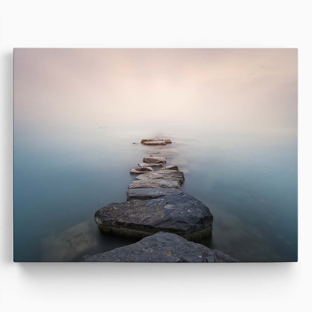 Tranquil Leman Lake Stones Serene Zen Photography Wall Art by Luxuriance Designs. Made in USA.