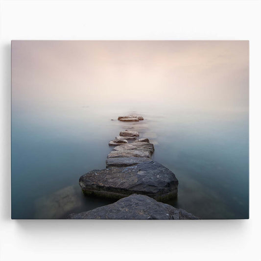 Tranquil Leman Lake Stones Serene Zen Photography Wall Art by Luxuriance Designs. Made in USA.