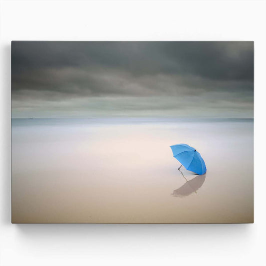Solitary Umbrella Rainy Beach Solitude Wall Art by Luxuriance Designs. Made in USA.