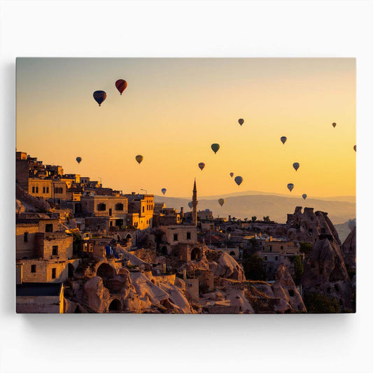 Sunrise Balloons Over Cappadocia A Warm Dawn Landscape Wall Art by Luxuriance Designs. Made in USA.