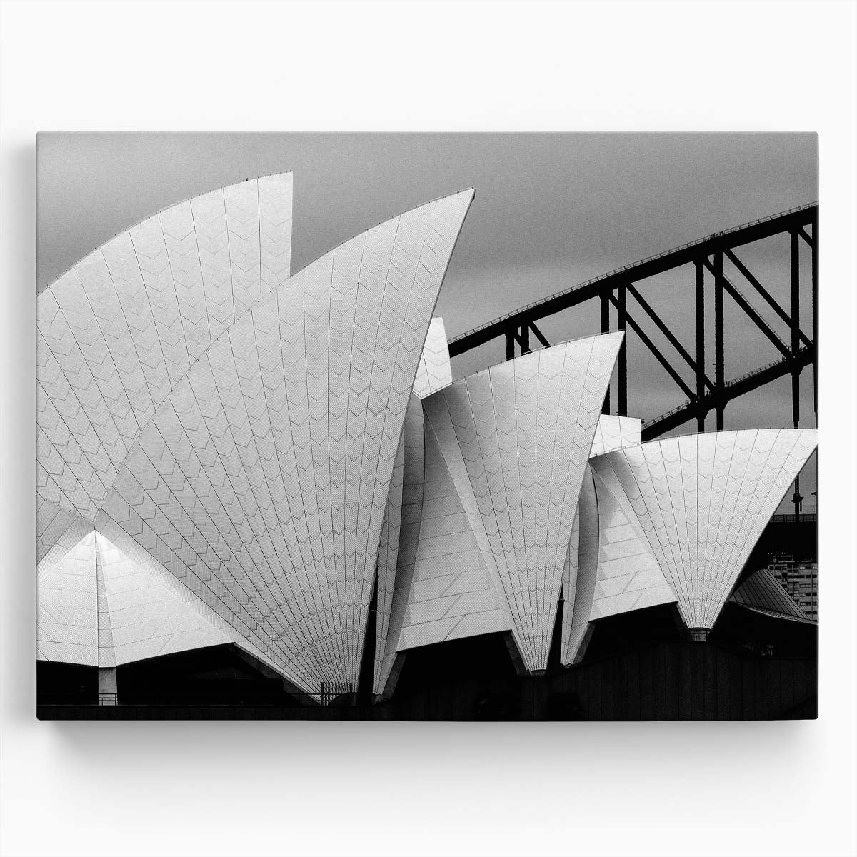 Iconic Sydney Opera House Monochrome Architecture Wall Art by Luxuriance Designs. Made in USA.