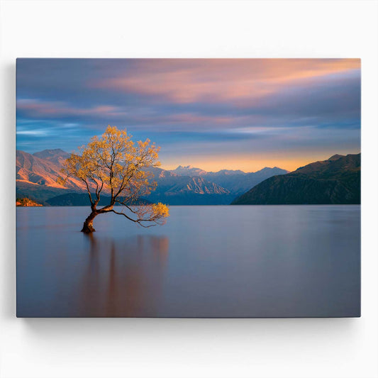 Sunrise at Iconic Wanaka Tree, New Zealand Landscape Wall Art by Luxuriance Designs. Made in USA.