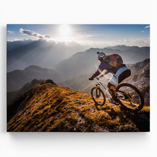 Extreme Mountain Biking Adventure Landscape Wall Art by Luxuriance Designs. Made in USA.