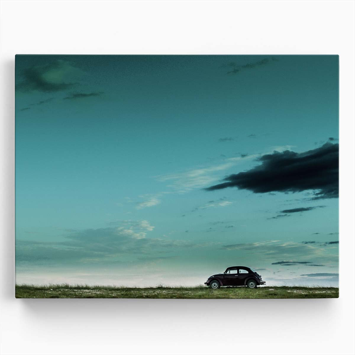 Vintage VW Beetle in Desolate Landscape Wall Art by Luxuriance Designs. Made in USA.