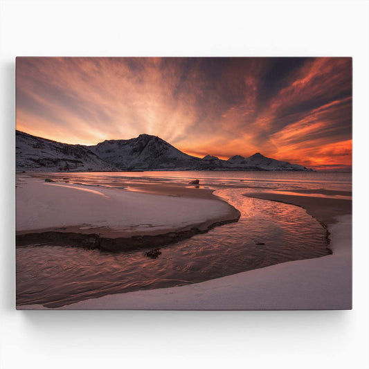 Norwegian Winter Sunset Seascape Wall Art by Luxuriance Designs. Made in USA.
