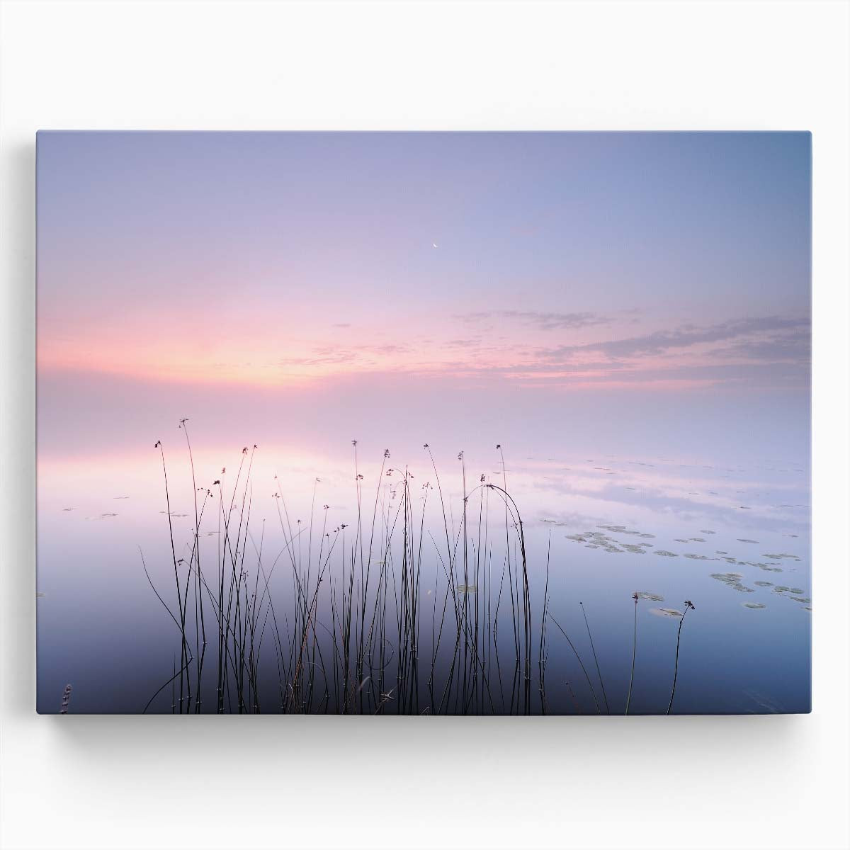 Serene Swedish Lake at Dusk Pastel Wall Art by Luxuriance Designs. Made in USA.