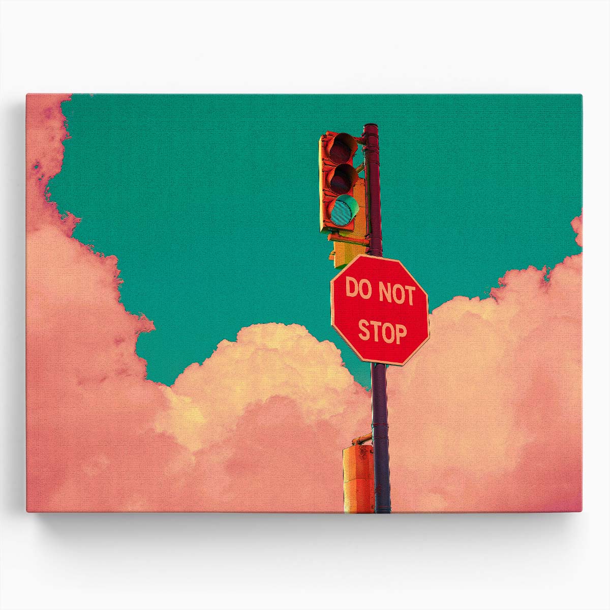 Surreal Motivational StopGo Signpost Wall Art by Luxuriance Designs. Made in USA.