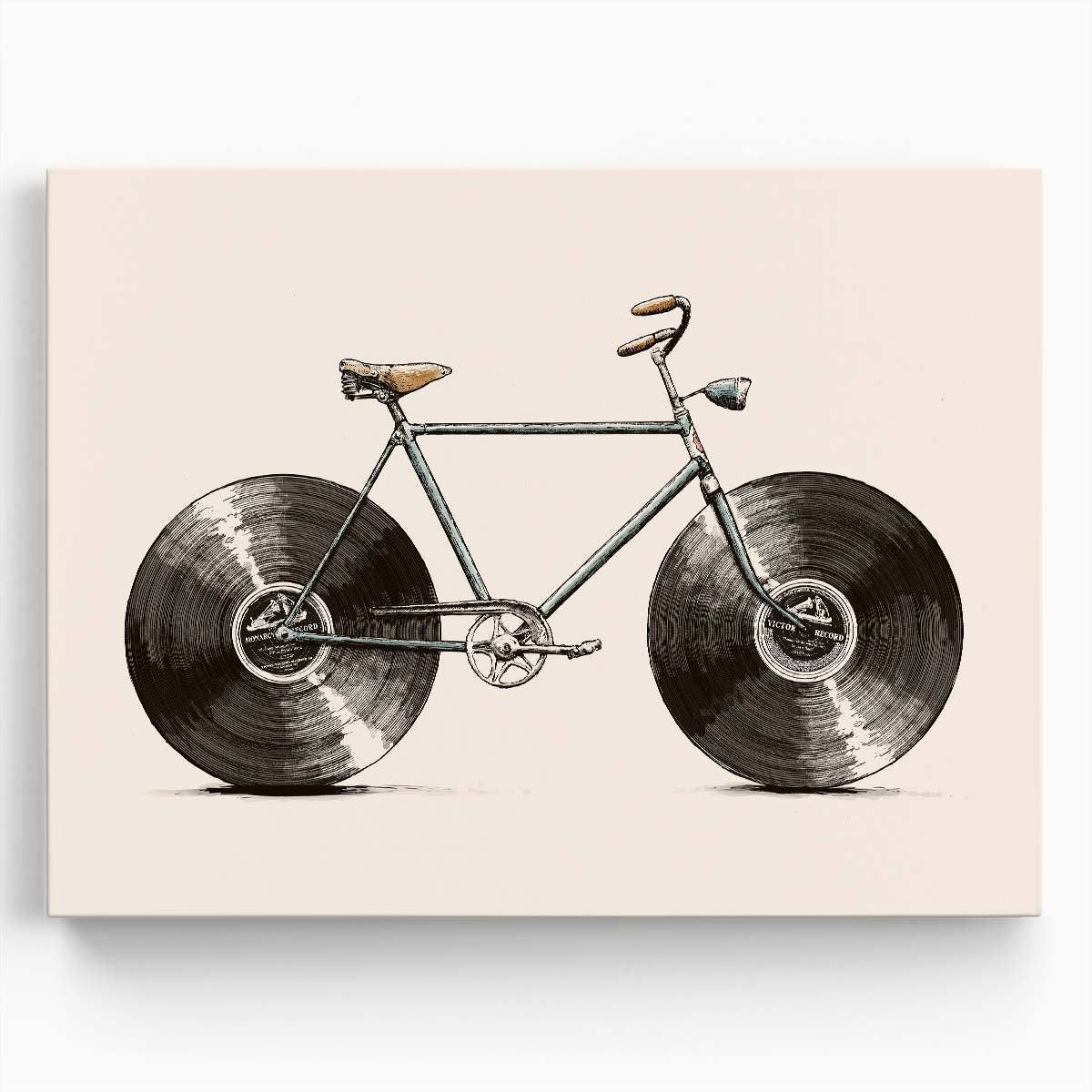 Velophone Bicycle Art Sporty Bike Illustration on White Wall Art by Luxuriance Designs. Made in USA.