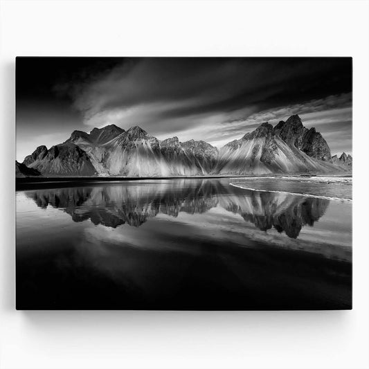 Vestrahorn Iceland Monochrome Landscape Photography Wall Art by Luxuriance Designs. Made in USA.