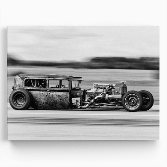 Classic Hot Rod Speed Rush Monochrome Wall Art by Luxuriance Designs. Made in USA.