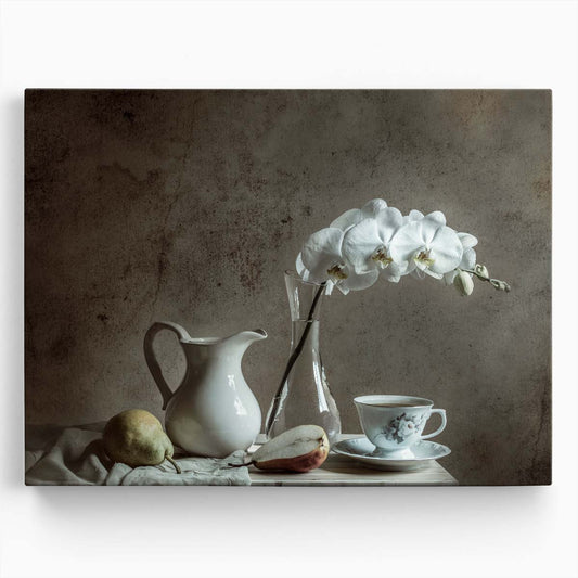 Orchid & Pear Still Life Floral Kitchen Wall Art by Luxuriance Designs. Made in USA.