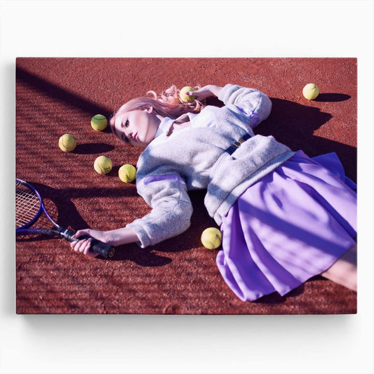 Tennis Girl in Action Fashionable Sports Portrait Photography Wall Art by Luxuriance Designs. Made in USA.