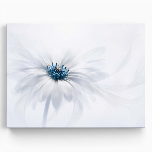 Macro Daisy Blue & White Floral Photography Wall Art by Luxuriance Designs. Made in USA.