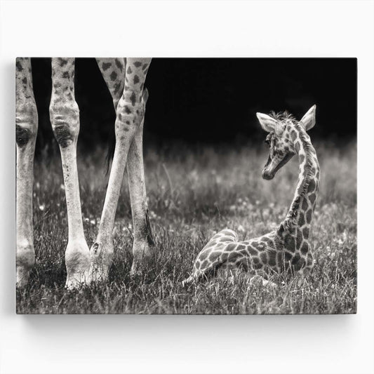 Charming Baby Giraffe Monochrome Nature Wall Art by Luxuriance Designs. Made in USA.