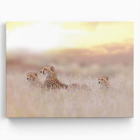 Savanna Cheetah Family Portrait Wildlife Wall Art by Luxuriance Designs. Made in USA.
