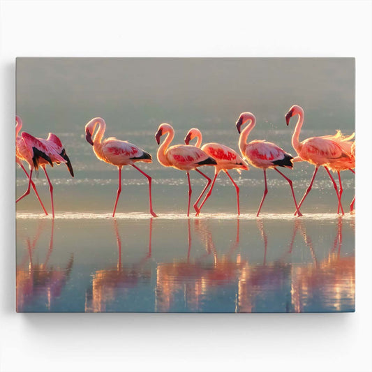 Romantic Flamingo Flock Reflection Wildlife Wall Art by Luxuriance Designs. Made in USA.