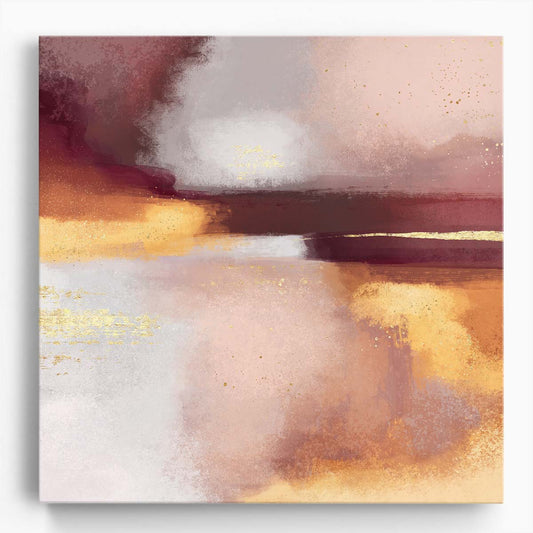 Sunset in Golden Burgundy Abstract Canvas Illustration Wall Art by Luxuriance Designs. Made in USA.