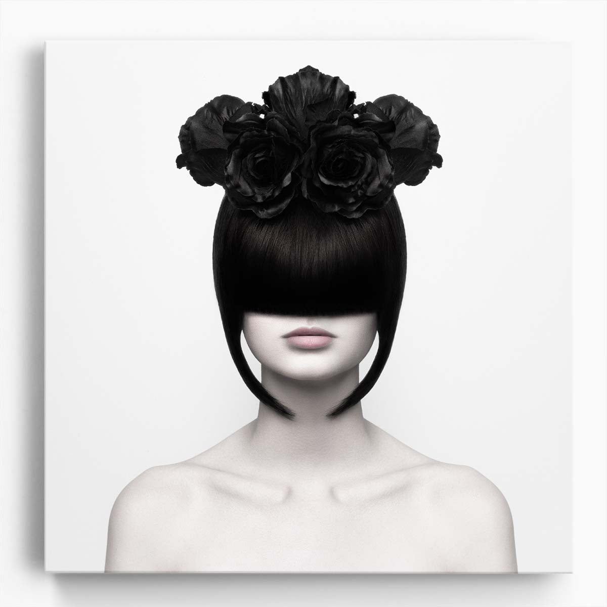 Enigmatic FloralHaired Lady Portrait Photography Wall Art by Luxuriance Designs. Made in USA.