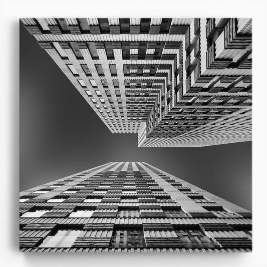 Monochrome Architectural Photography of Amsterdam Zuidas Skyline Wall Art by Luxuriance Designs. Made in USA.