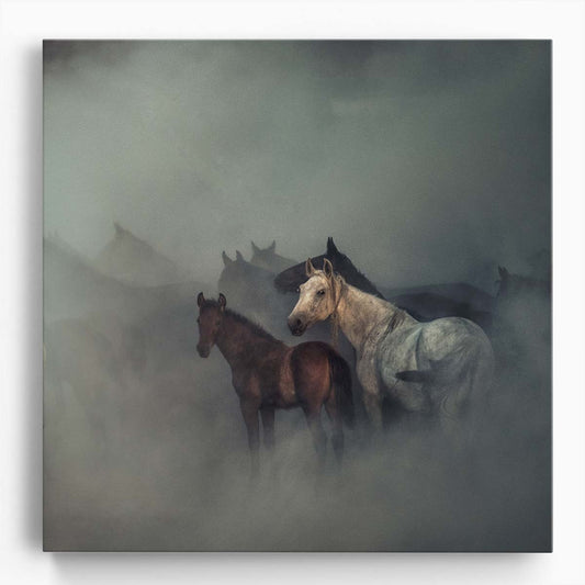 Dusty Herd of Painted Horses Animal Photography Wall Art by Luxuriance Designs. Made in USA.