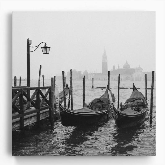 Iconic Venice Sunrise Black & White Photography Wall Art by Luxuriance Designs. Made in USA.