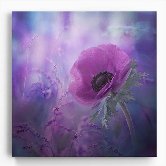 Soft Floral Ecstasy Purple Poppy Garden Photography Wall Art by Luxuriance Designs. Made in USA.