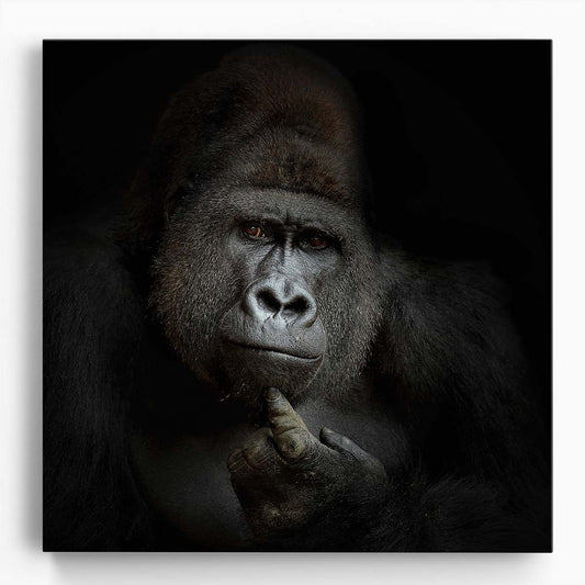 Captivating Silverback Gorilla Portrait A Thoughtful Photography Wall Art by Luxuriance Designs. Made in USA.