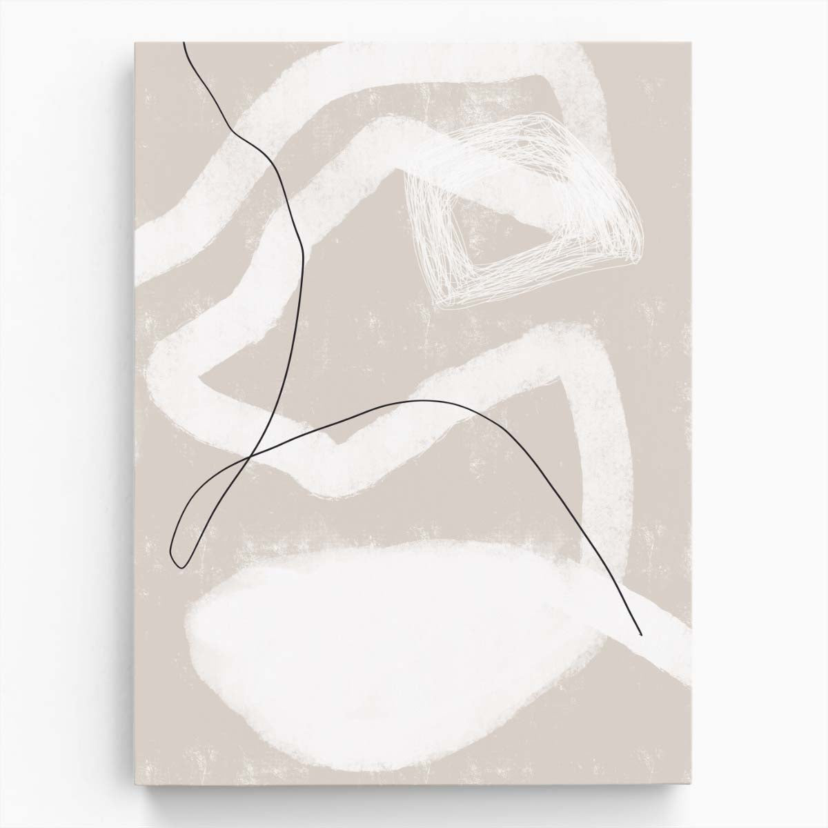 Abstract Beige Line Illustration Art by Uplusmestudio - Black & White Graphics by Luxuriance Designs, made in USA