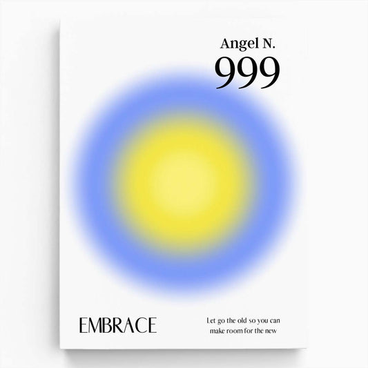 Colorful Angel Number 999 Illustration Positive Energy Manifestation Poster by Luxuriance Designs, made in USA