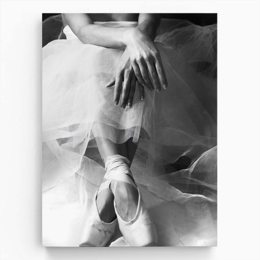 Elegant Resting Ballerina Portrait in Monochrome Photography Art by Luxuriance Designs, made in USA
