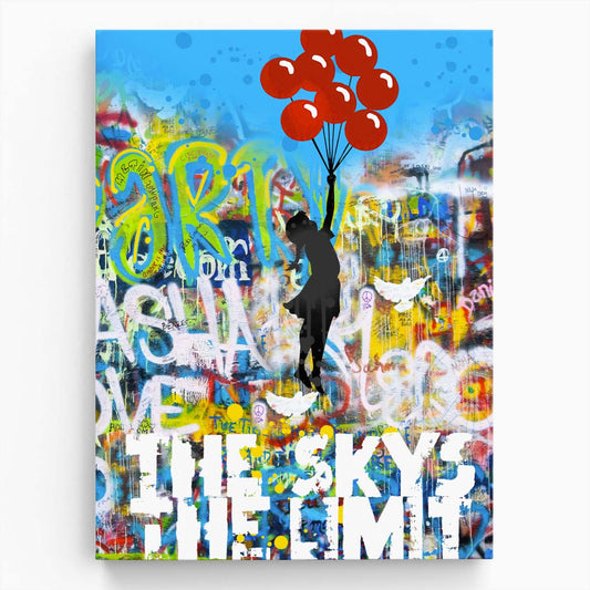 Banksy Balloon Girl Sky Is The Limit Graffiti Wall Art by Luxuriance Designs. Made in USA.