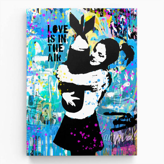 Banksy Bomb Girl Love Is In The Air Graffiti Wall Art by Luxuriance Designs. Made in USA.