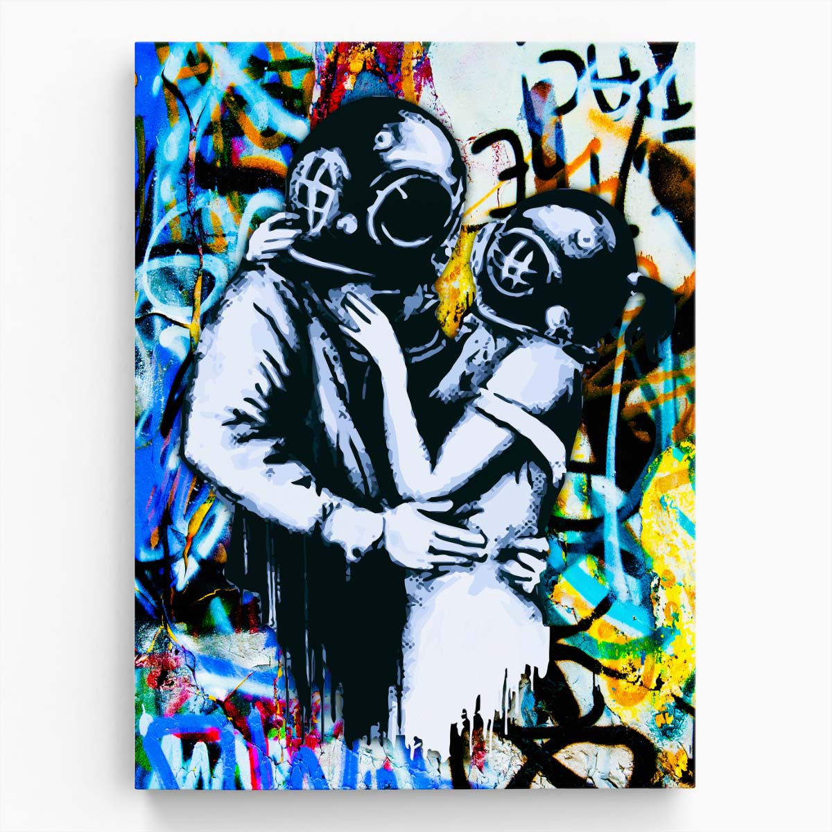 Banksy Diver Love Graffiti Wall Art by Luxuriance Designs. Made in USA.