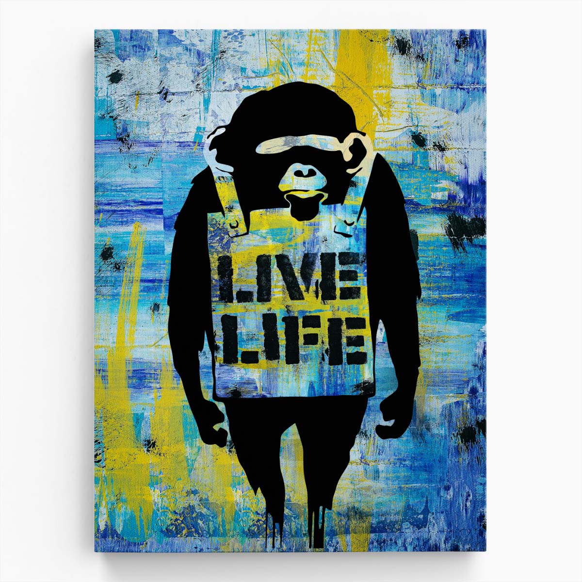 Banksy Live Life Monkey Graffiti Wall Art by Luxuriance Designs. Made in USA.