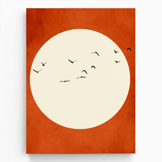 Kubistika Red Sun Birds Flight Illustration Wall Art by Luxuriance Designs, made in USA