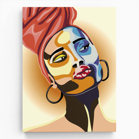 Colorful African Queen Digital Art - Illustrated Female Portrait by Luxuriance Designs, made in USA