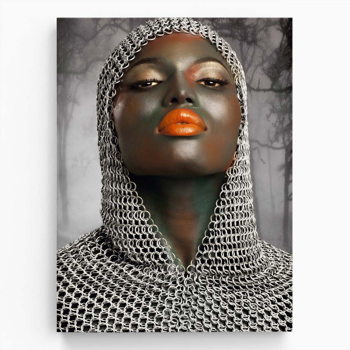Medieval Warrior Woman Photography Mysterious Forest Chainmail Portrait by Luxuriance Designs, made in USA