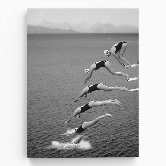 Dynamic Double Exposure Photo of Woman Diving in Lake by Luxuriance Designs, made in USA