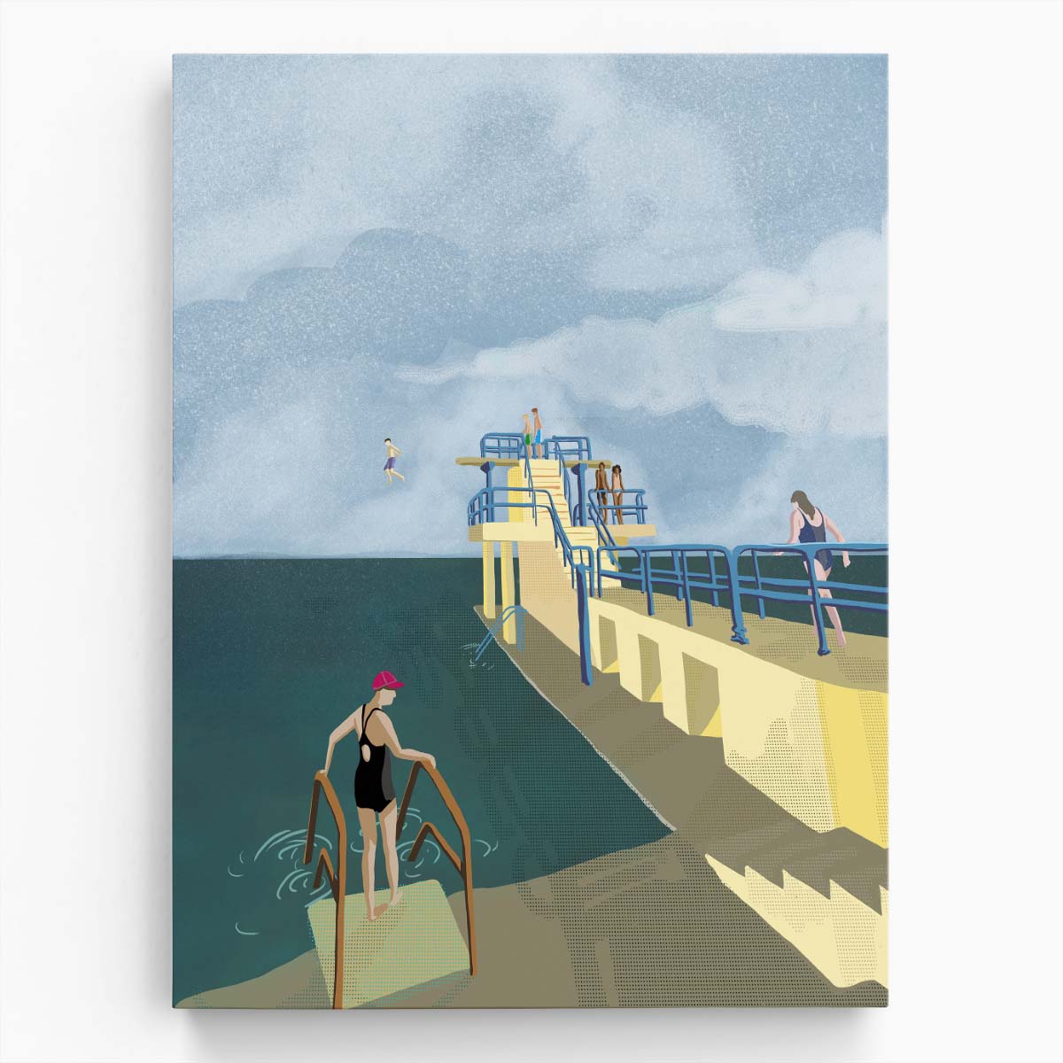 Irish Landscape Illustration Blackrock Diving Tower in Salthill, Galway by Luxuriance Designs, made in USA
