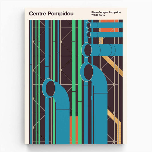 Abstract Bauhaus Art Deco Geometric Illustration Poster - Centre Pompidou by Luxuriance Designs, made in USA