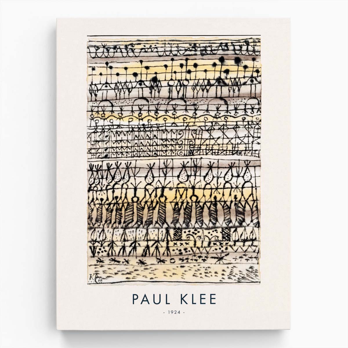 Paul Klee's 1924 Watercolor Illustration, Garden Abstract Art by Luxuriance Designs, made in USA